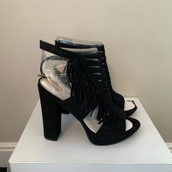 Suede Fringe Platform Sandals - Picture 3 of 4